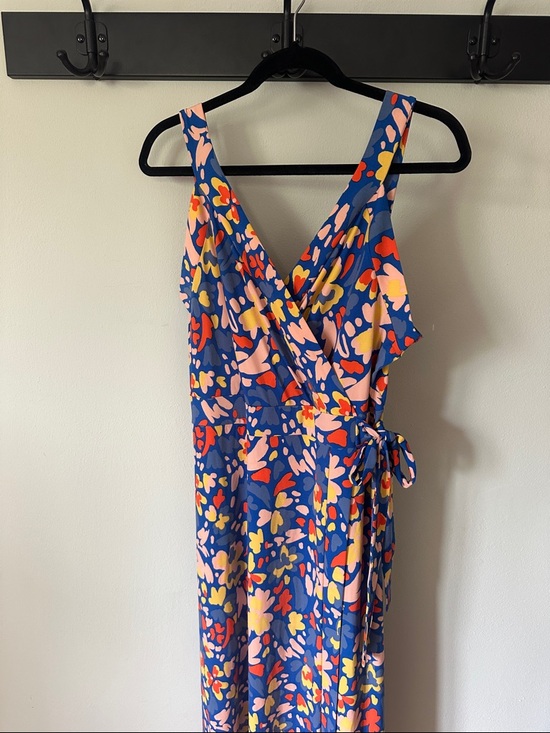 41 Hawthorn Dresses & Skirts - 41 Hawthorn Blue Floral Wrap Maxi Dress with Pink and Orange Accents